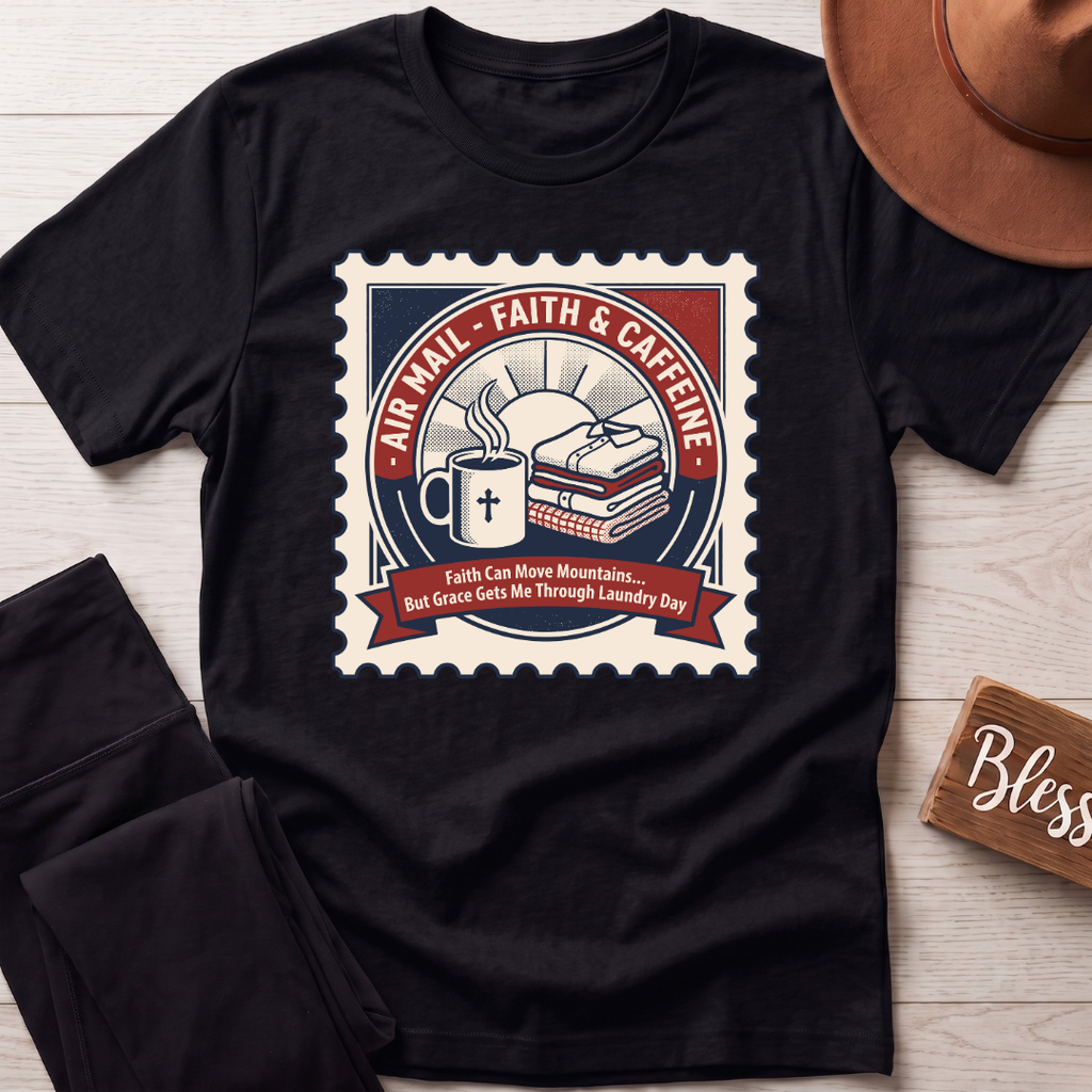 Air Mail Faith & Caffeine T-Shirt