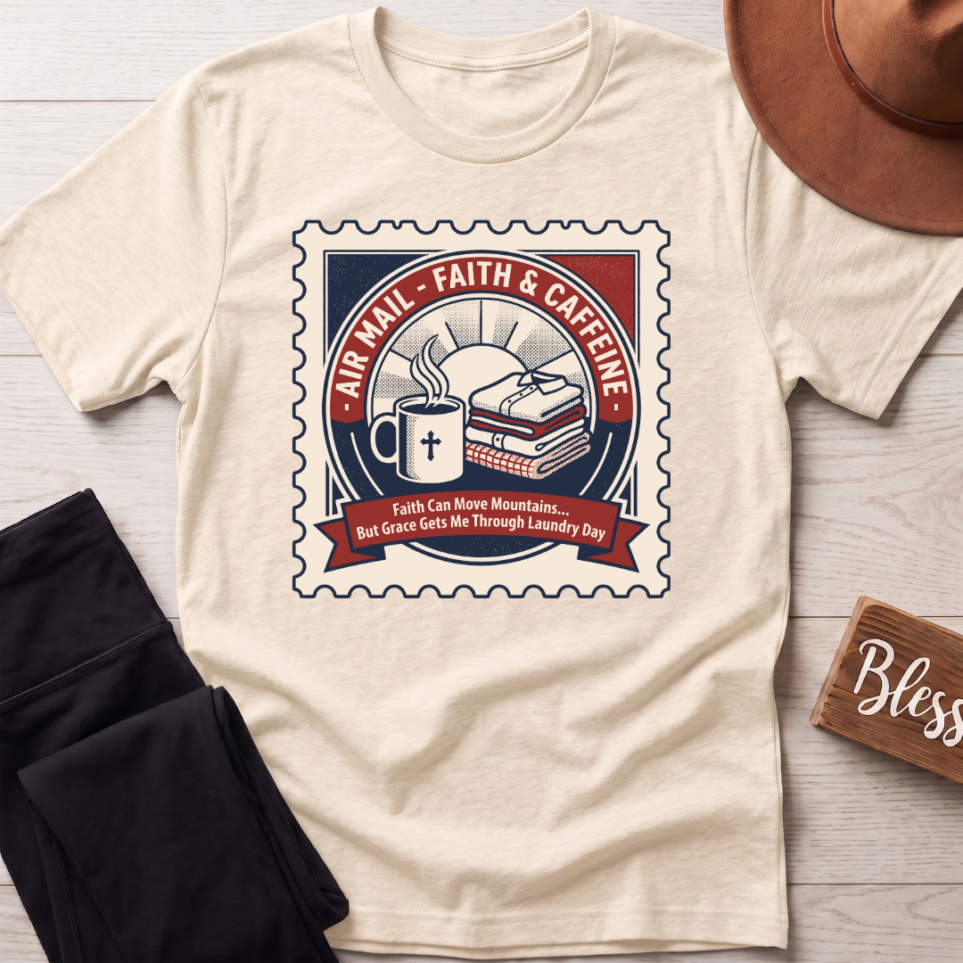 Air Mail Faith & Caffeine T-Shirt